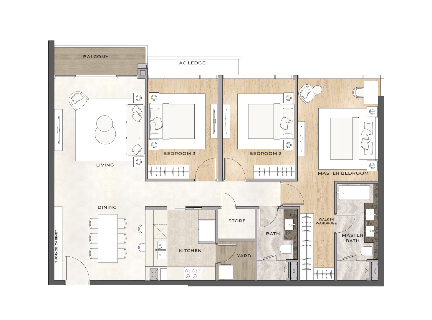 căn hộ 3 phòng ngủ